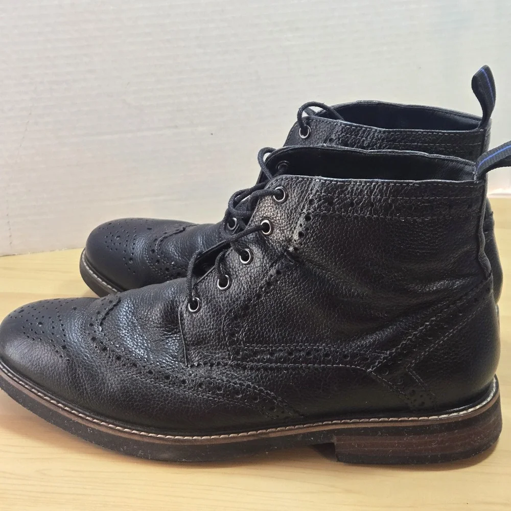 Nunn Bush Men's 10.5M Black Leather Wingtip Brogue Chukka Boots Memory Foam